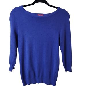 Elle Women's Periwinkle Blue Crew Neck Swiss Dot Sweater Top Size XS
